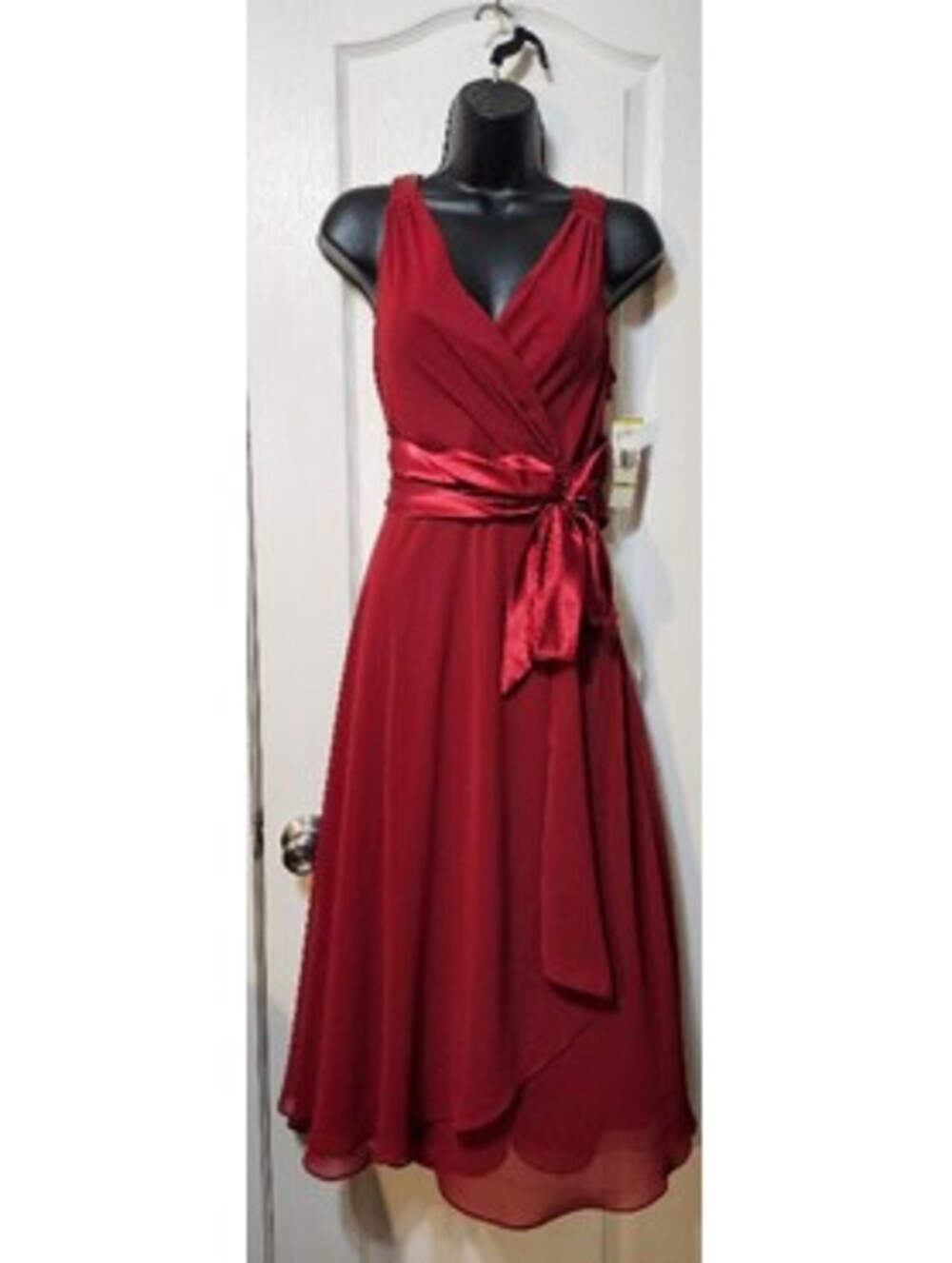 Evan-Picone Burgundy Wrap Dress Size 14 Elegant Occasion Career Chic